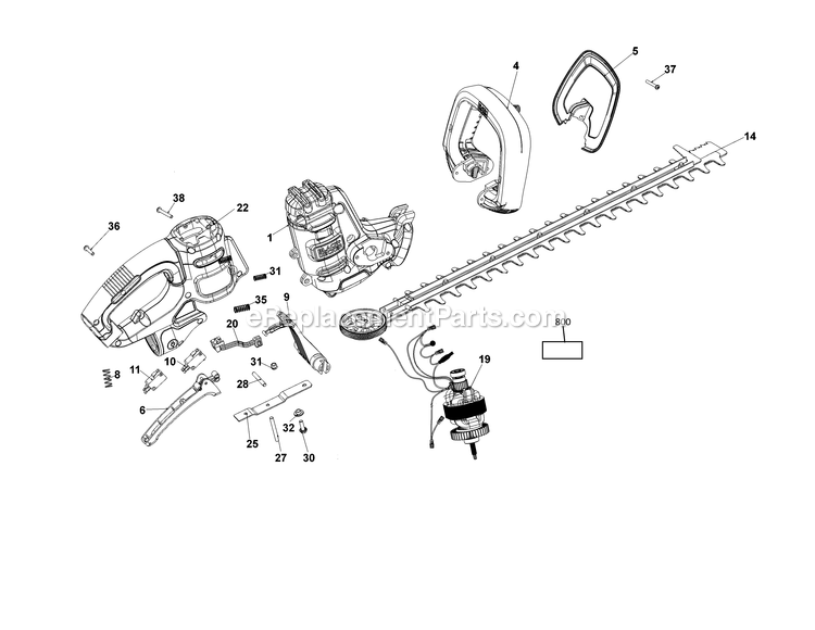 Black and Decker BEHTS401-B2 (Type 1) 500w Hedge Trimmer Power Tool Page A Diagram